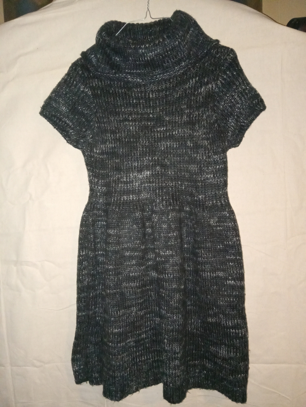 Windsor Black Marled Short-Sleeve Turtleneck Knit Mini Dress